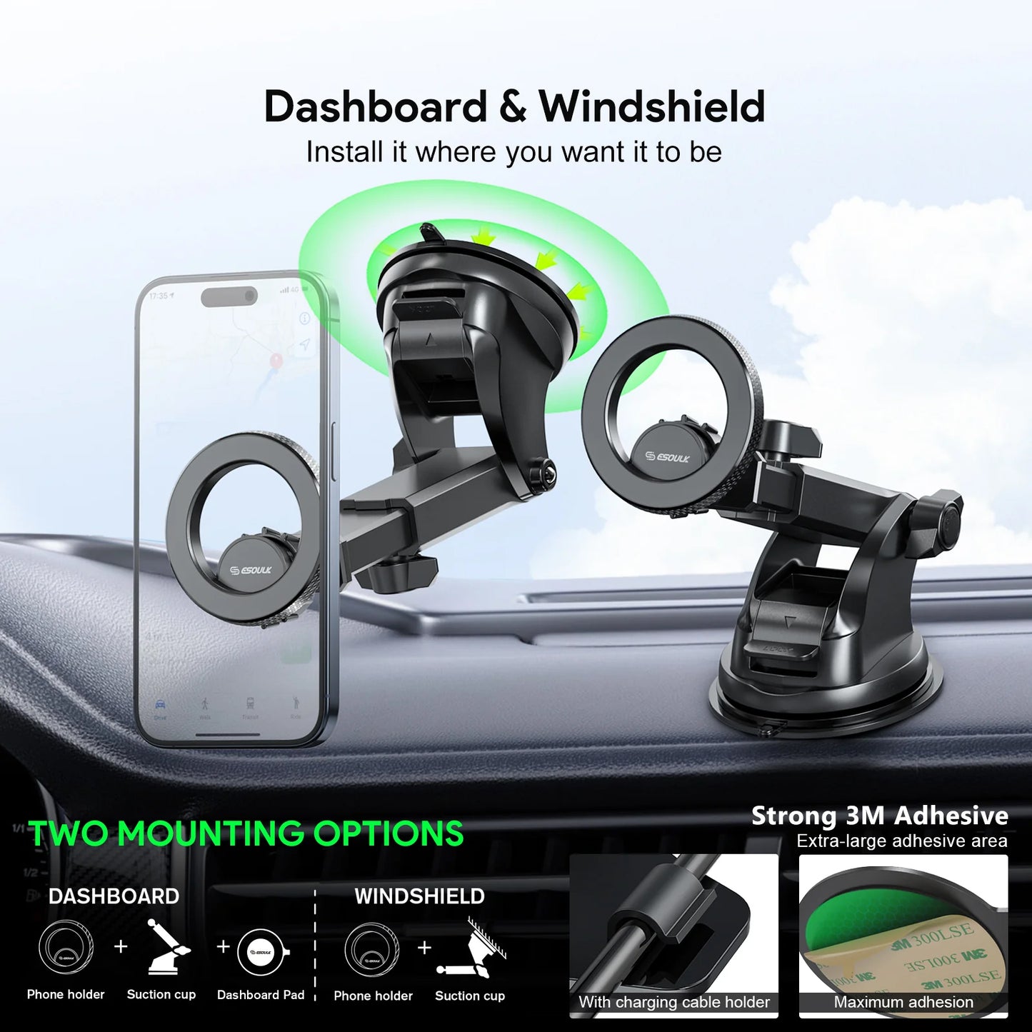 Esoulk 3009 Car Dashboard Magnetic Bracket Mount (BLACK) (Only Ground Shipping)