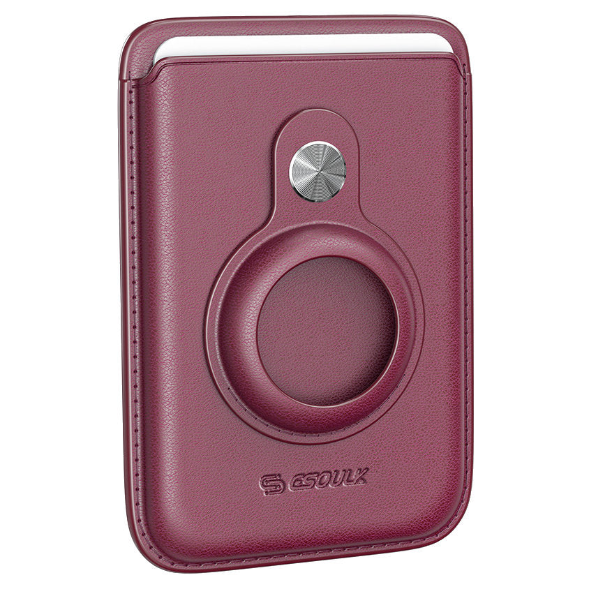 Esoulk Magnetic Wallet w/ Airtag Slot (Maroon)