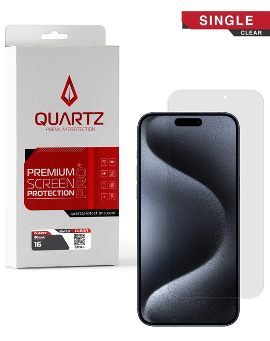 QUARTZ Clear Tempered Glass for iPhone 16 (Single Pack)