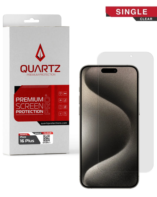 QUARTZ Clear Tempered Glass for iPhone 16 Plus (Single Pack)