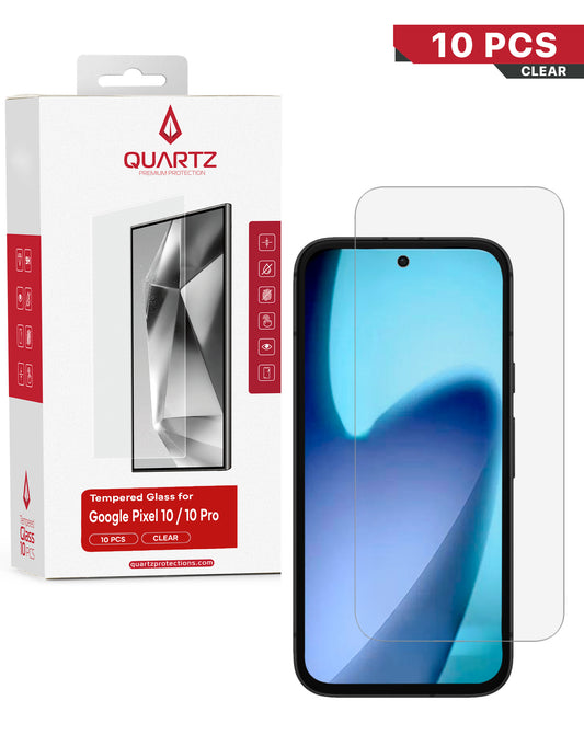 QUARTZ Clear Tempered Glass for Google Pixel 10 / Pixel 10 Pro / Pixel 11 / Pixel 11 Pro (Pack of 10)