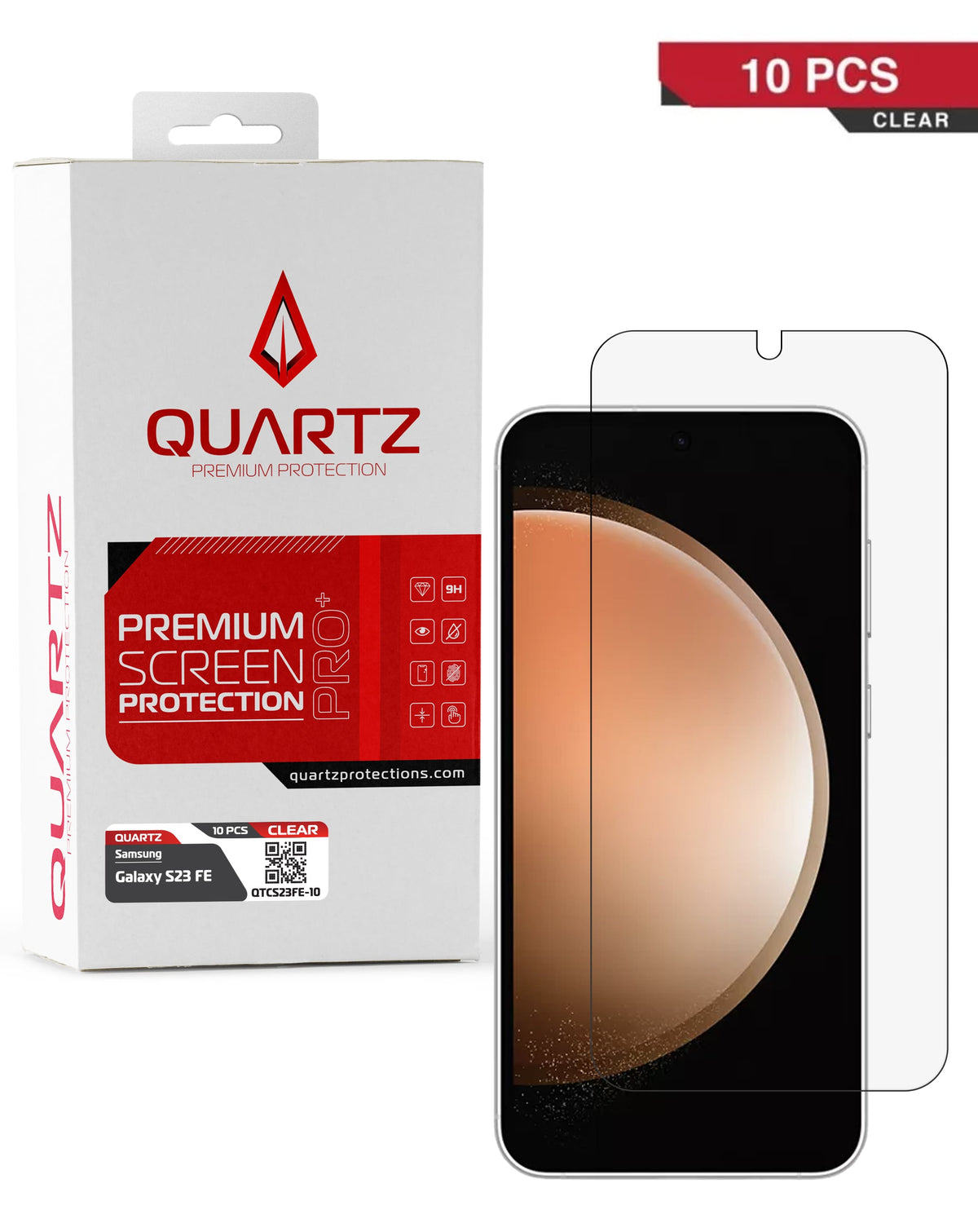 QUARTZ Clear Tempered Glass for Galaxy S23 FE (10 Pack)