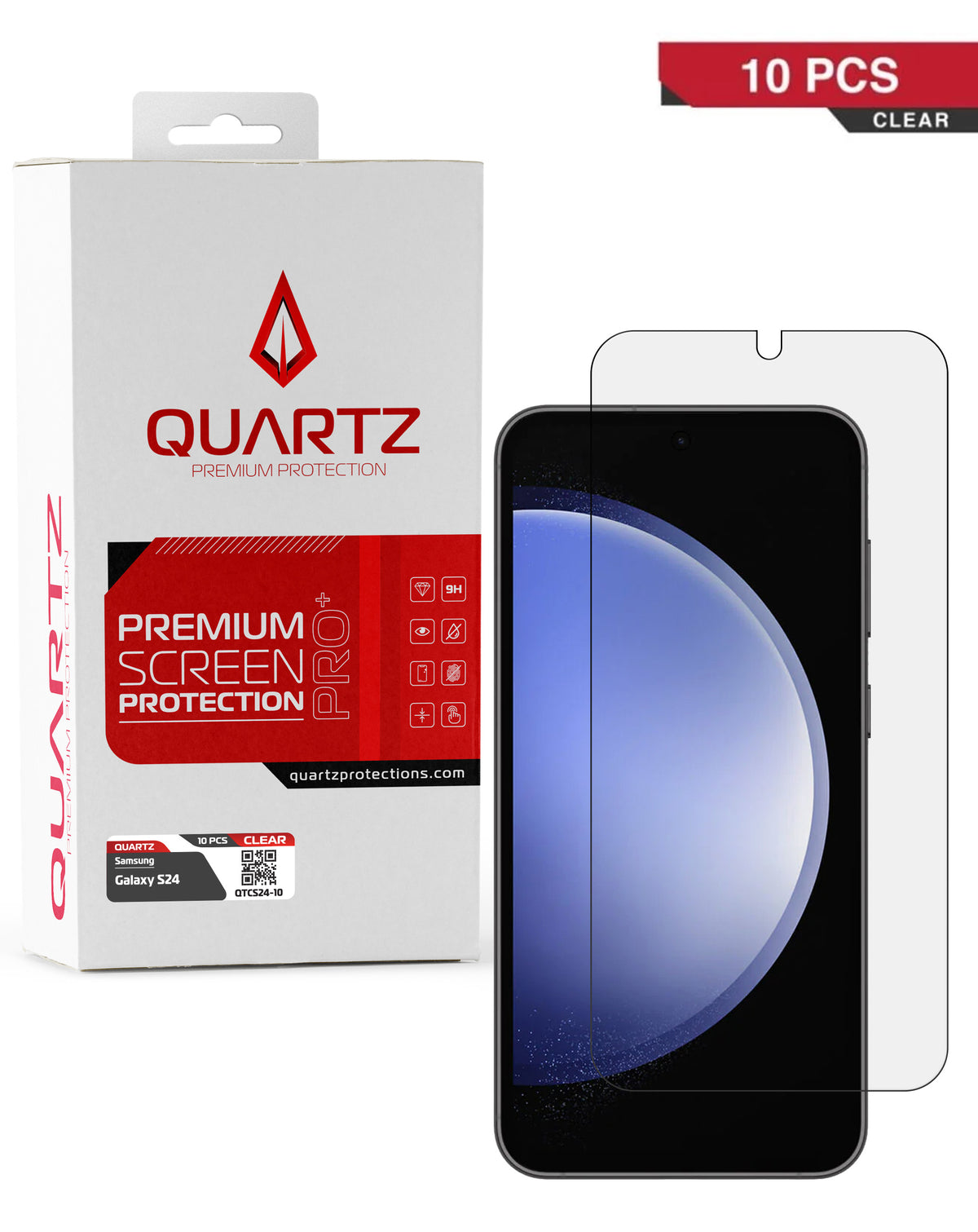 QUARTZ Clear Tempered Glass for Galaxy S24 / S25 (10 Pack)