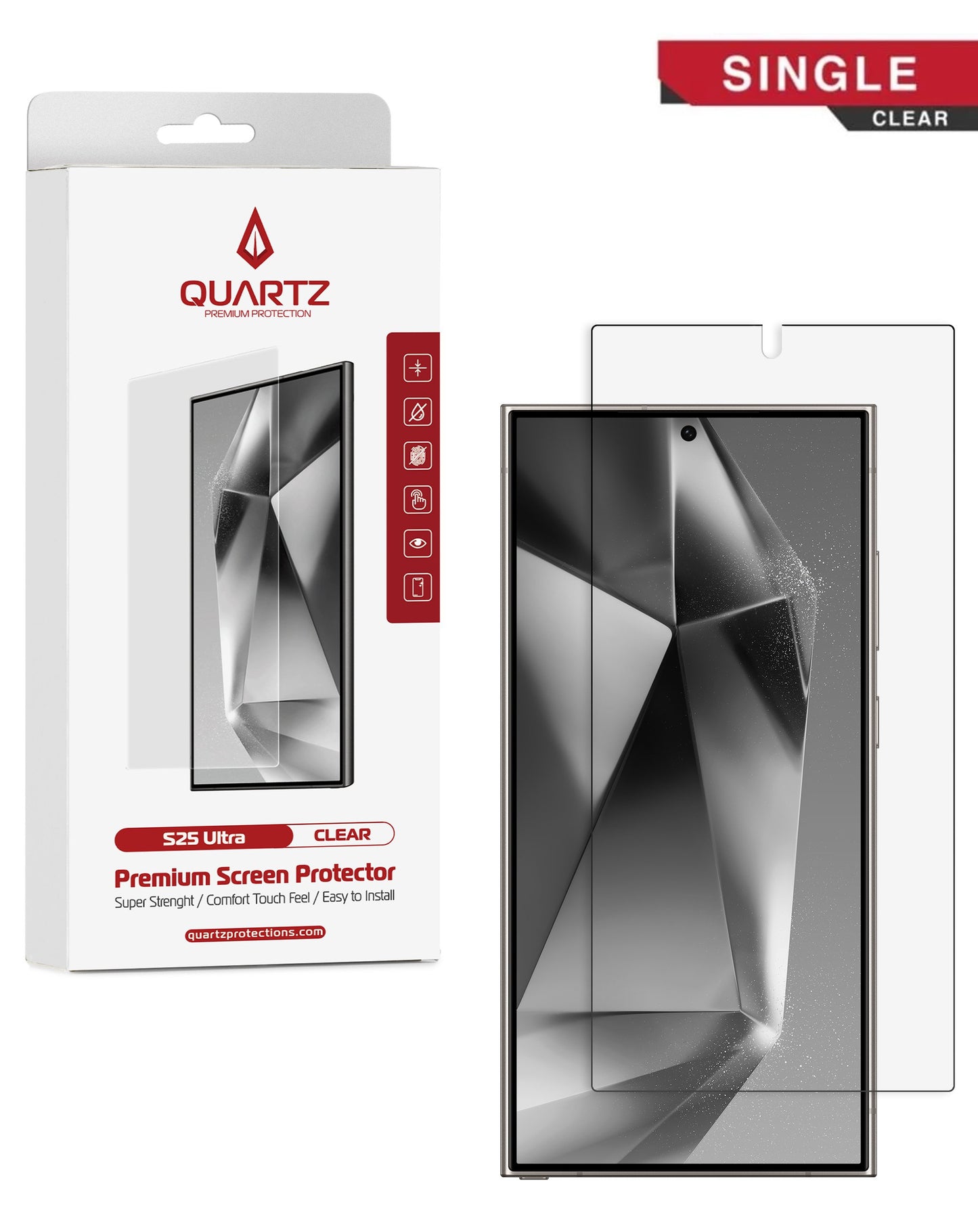 QUARTZ Clear Tempered Glass for Galaxy S25 Ultra (Single Pack)