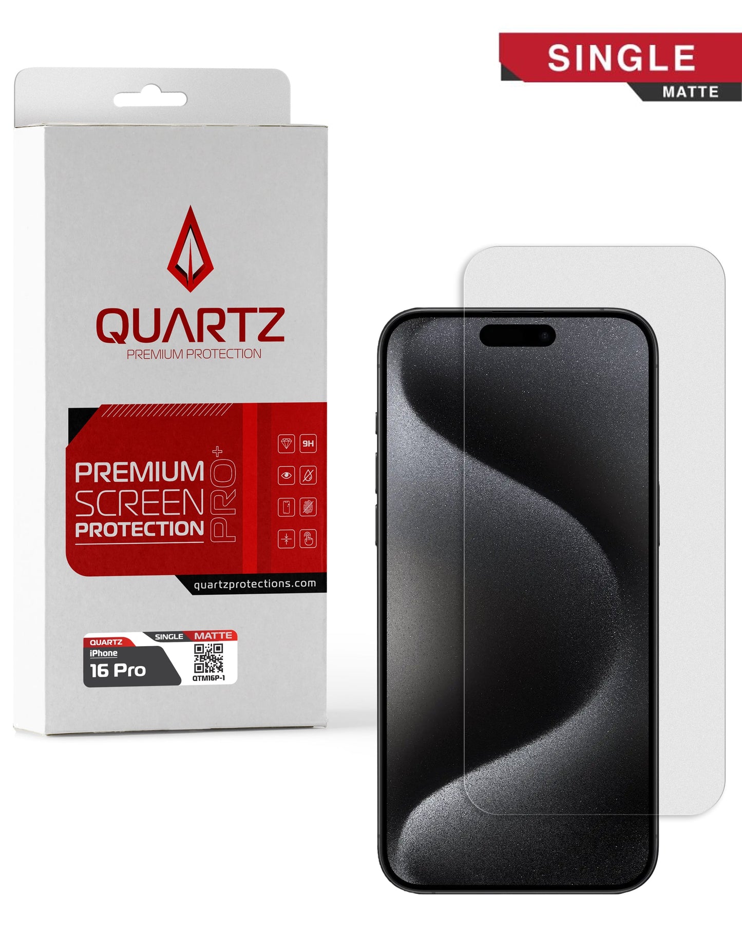 QUARTZ Matte Tempered Glass for iPhone 16 Pro / 17 / 17 Pro (Single Pack)