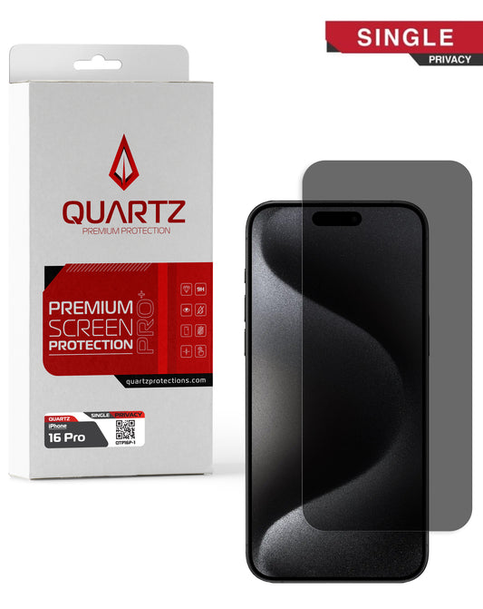 QUARTZ Privacy Tempered Glass for iPhone 16 Pro / 17 / 17 Pro (Single Pack)