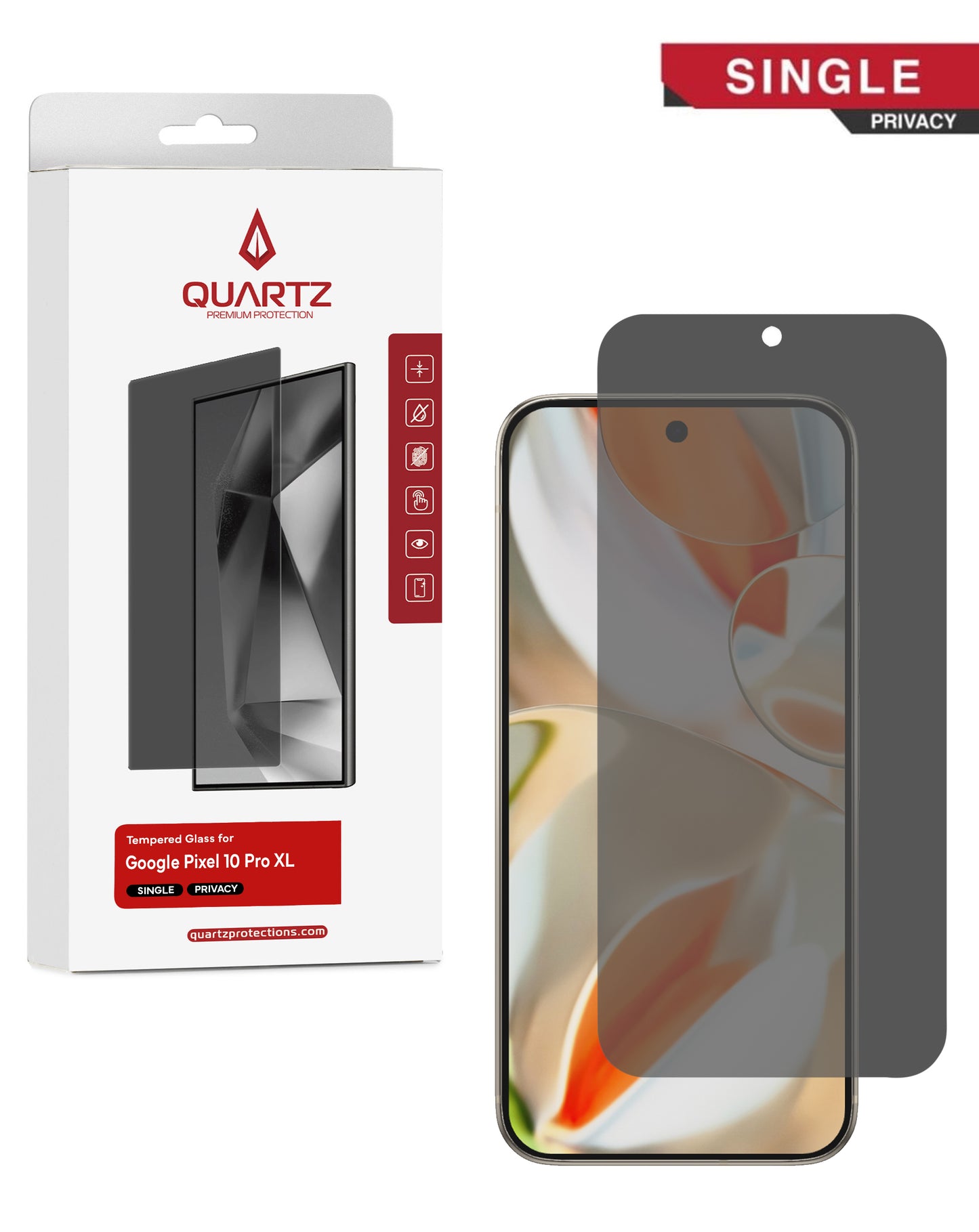 QUARTZ Privacy Tempered Glass for Google Pixel 10 Pro XL (Single Pack)