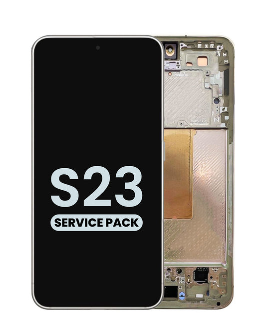 OLED Assembly with Frame for Galaxy S23 S911 (CREAM) (Service Pack)