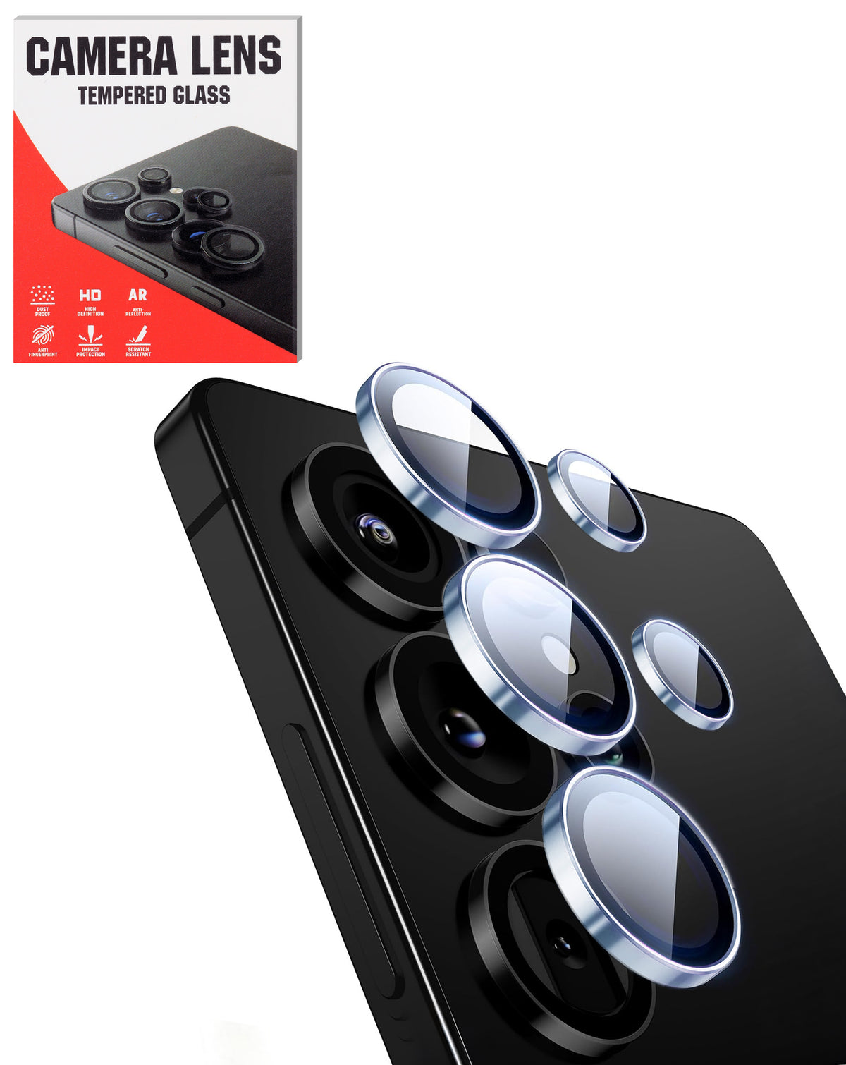 Camera Lens Protector with Metal Ring for Galaxy S25 Ultra (Titanium Silver Blue)