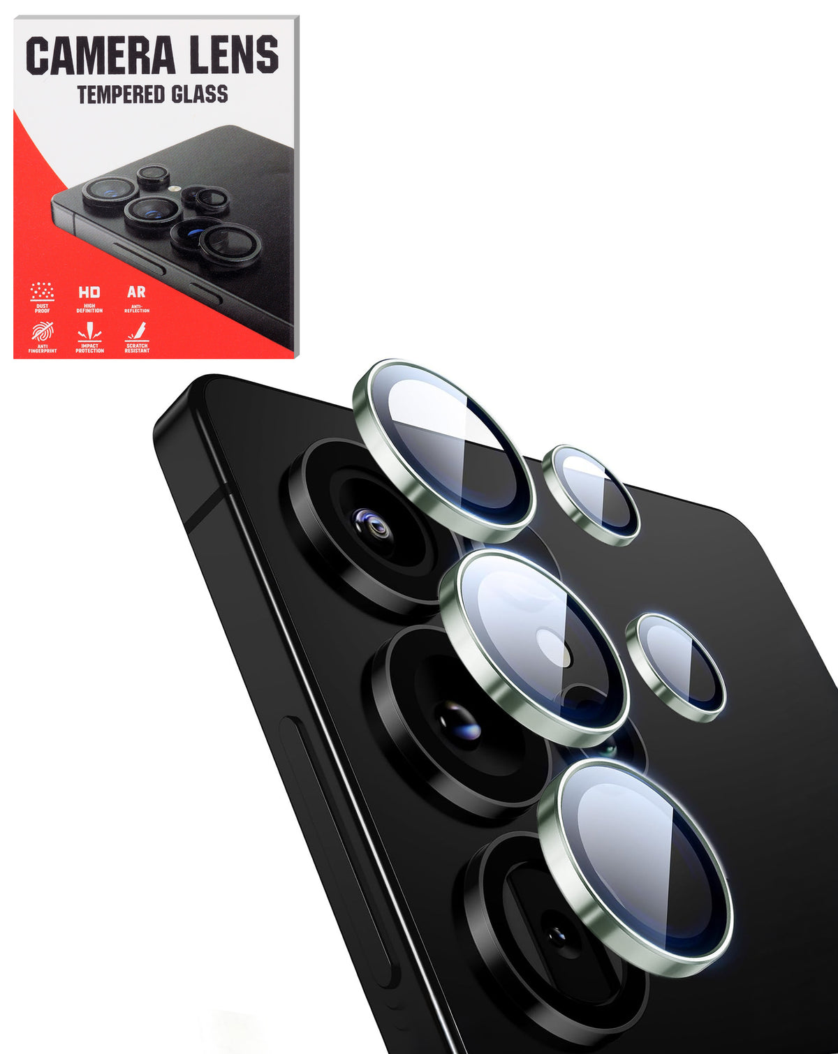 Camera Lens Protector with Metal Ring for Galaxy S25 Ultra (Titanium Jade Green)