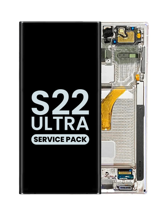 OLED Assembly with Frame for Galaxy S22 Ultra S908 (PHANTOM WHITE) (Service Pack)
