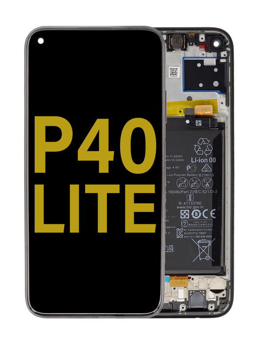 HW P40 Lite Screen Assembly (With The Frame) (Service Pack) (Black)