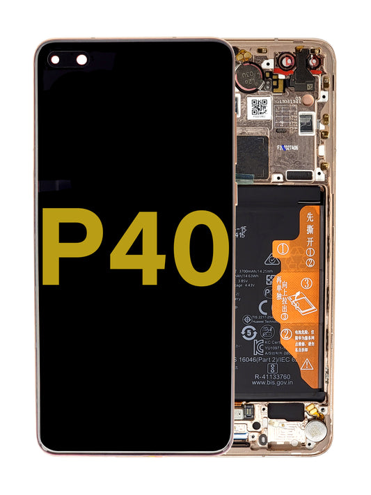HW P40 Screen Assembly (With The Frame) (Service Pack) (Gold)