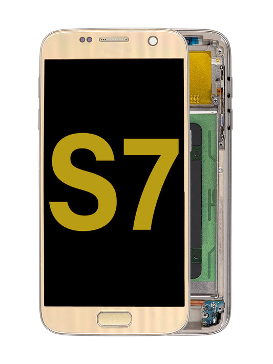 SGS S7 Screen Assembly (With The Frame) (Refurbished) (Gold Platinum)