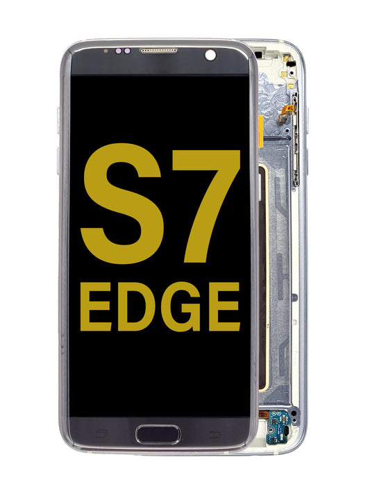 SGS S7 Edge Screen Assembly (With The Frame) (Refurbished) (Black Onyx)