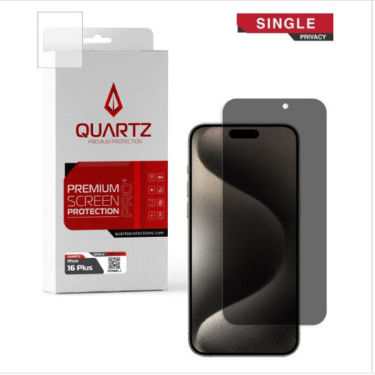 QUARTZ Privacy Tempered Glass for iPhone 16 Plus (Single Pack)