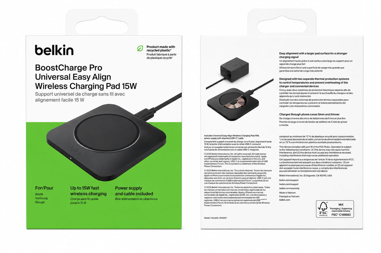 Belkin BoostCharge Pro Universal Easy Align Wireless Charging Pad 15W (Open Box)