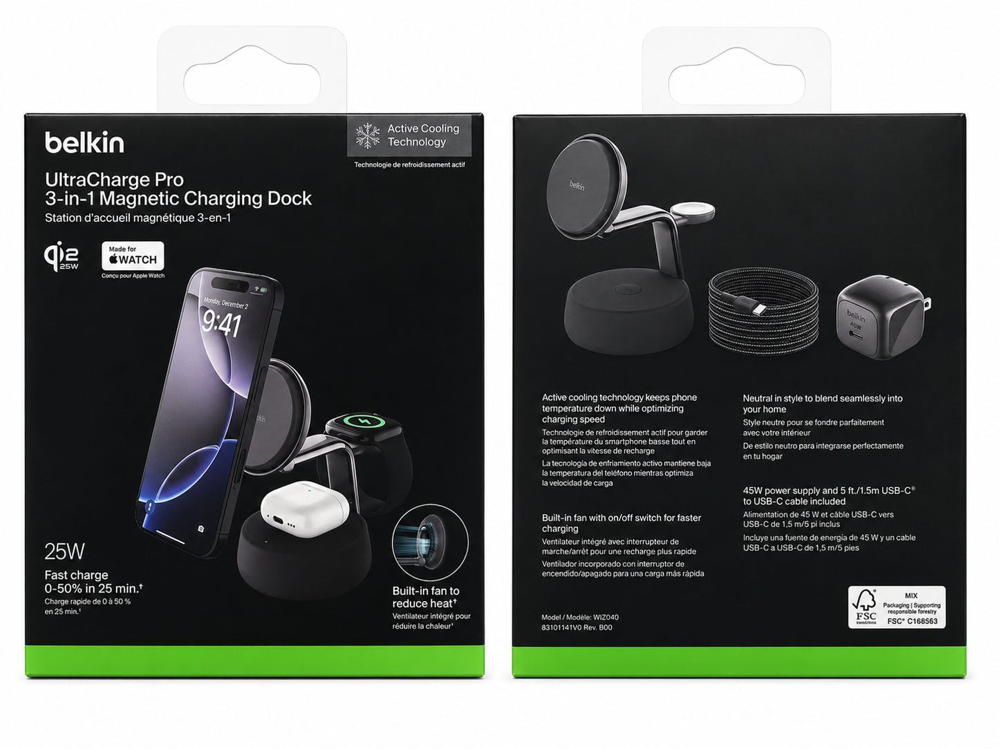 Belkin UltraCharge Pro 3-in-1 Magnetic Charging Dock with Qi2 25W (Open Box)