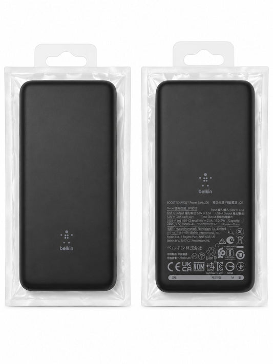 Belkin BoostCharge 20000 mAh 3-Port USB-A/USB-C Power Bank (15W) (in Bag)