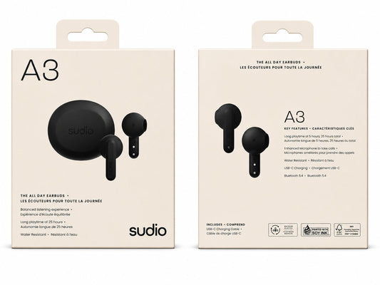 Sudio A3 Audio In-Ear True Wireless Earbuds (Open Box)