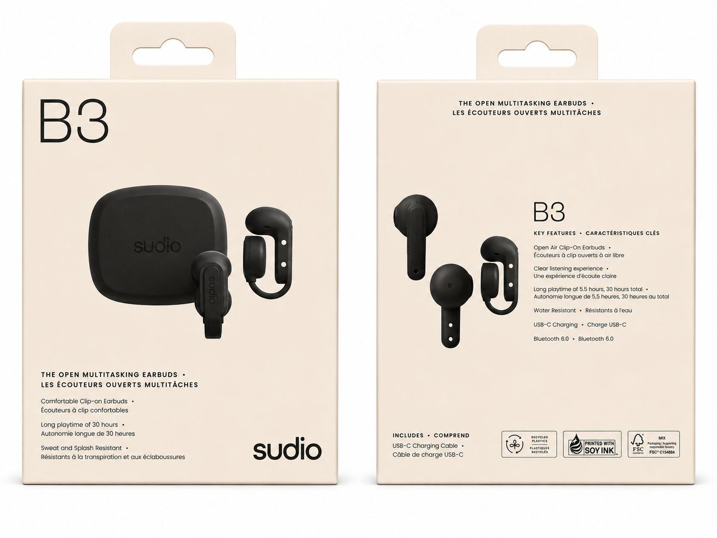 Sudio Audio B3 Open-Ear True Wireless Earbuds (Open Box)