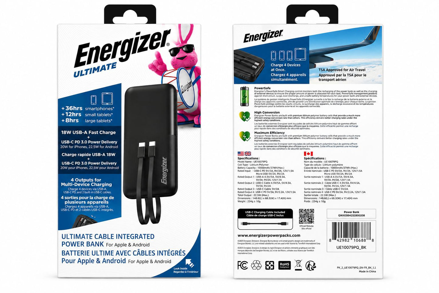Energizer - 10,000mAh 22.5W 4-Port Universal Fast Charging Power Bank (Open Box)