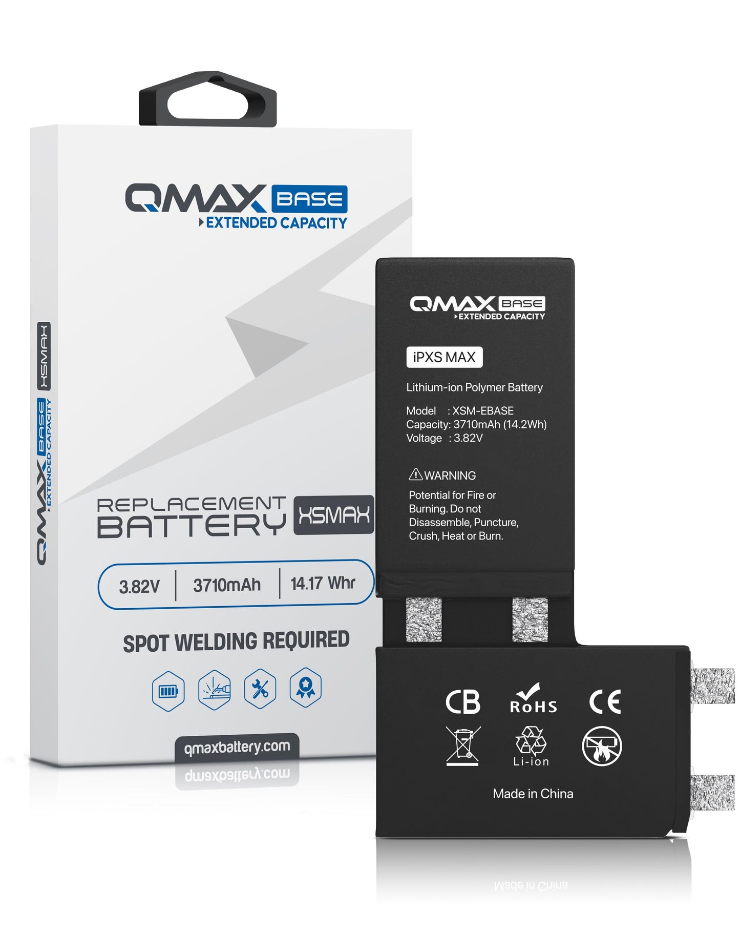 QMAX Base iPhone XS Max Extended Capacity Replacement Battery (Spot Weld Required) (3710 mAh)