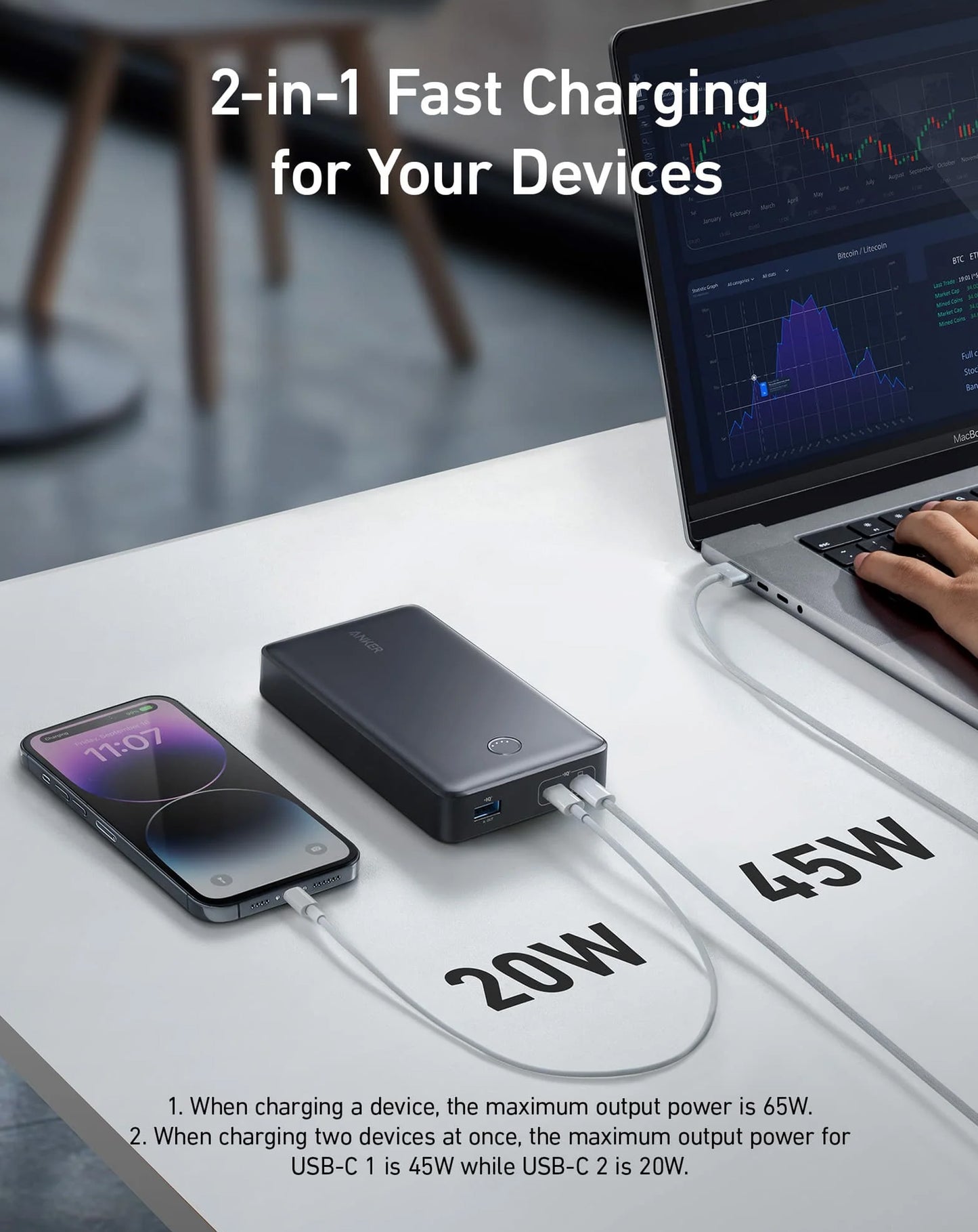 Anker 537 Powercore Power Bank (24000 mAh / 65W) (BLACK) (Only Ground Shipping)