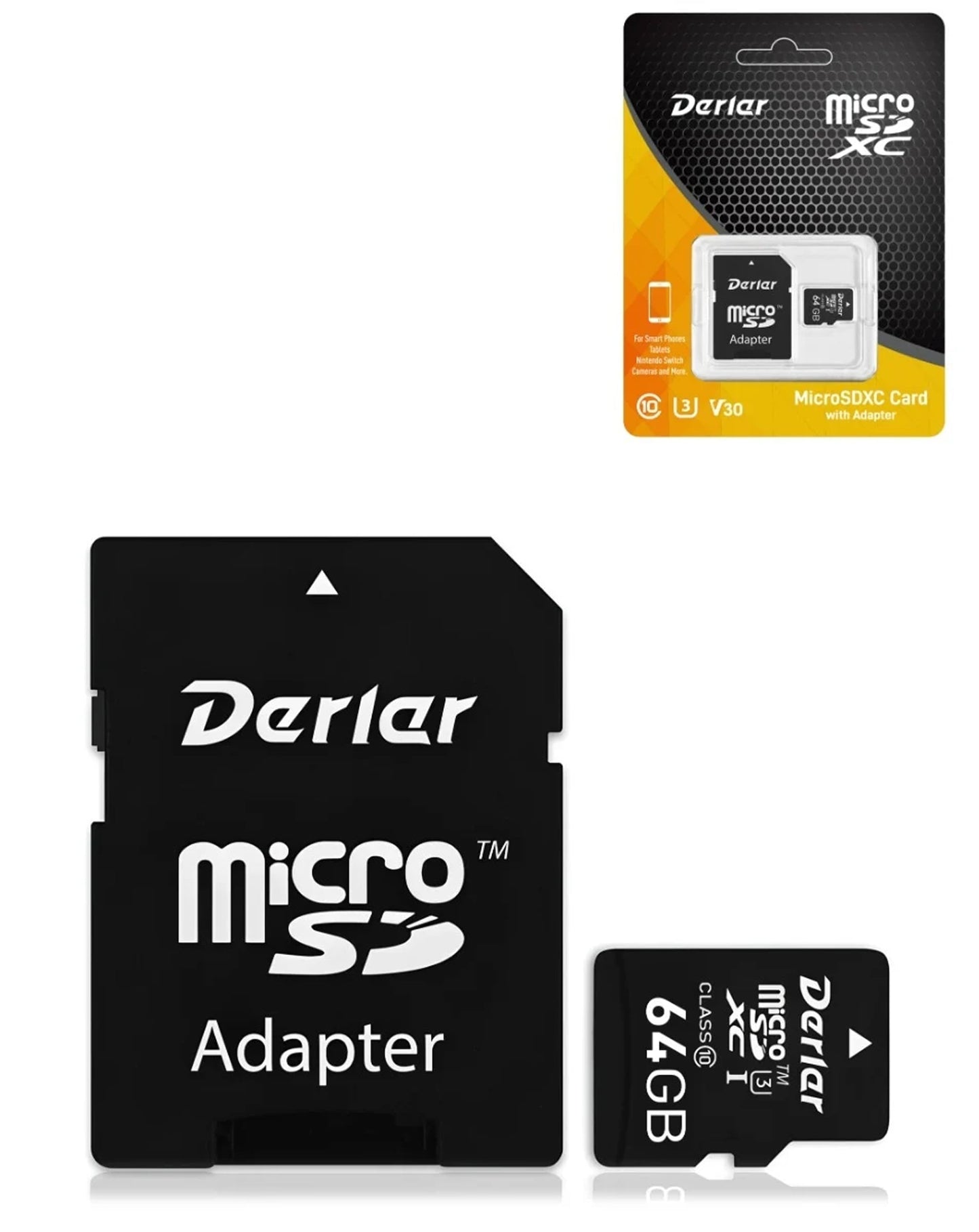 Derlar DL-230 microSD Card with Adapter - 64GB (V30 / C10)