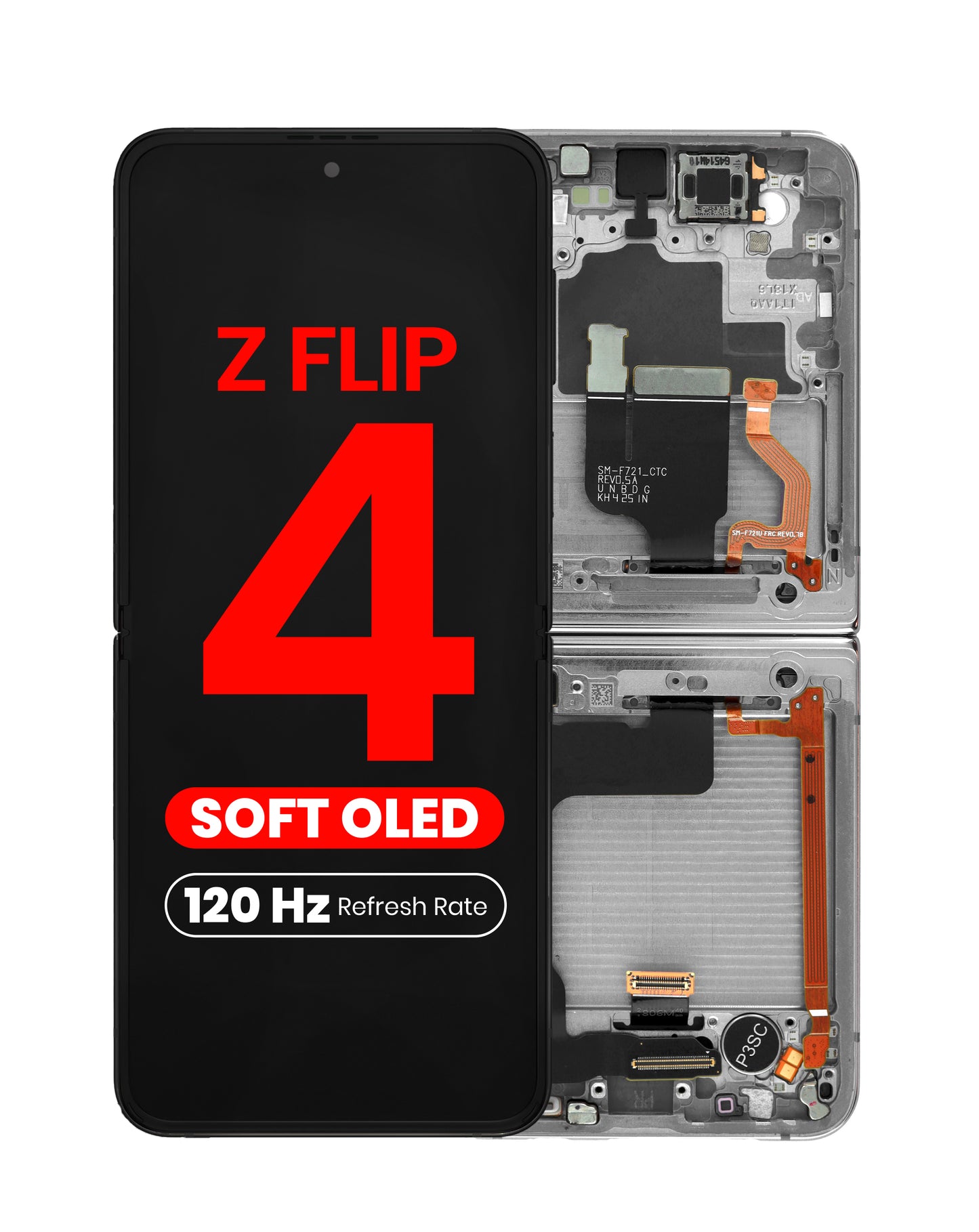 OLED Assembly with Frame for Galaxy Z Flip 4 F721 (BLACK) (US & International) (Aftermarket Pro OLED / 120HZ)