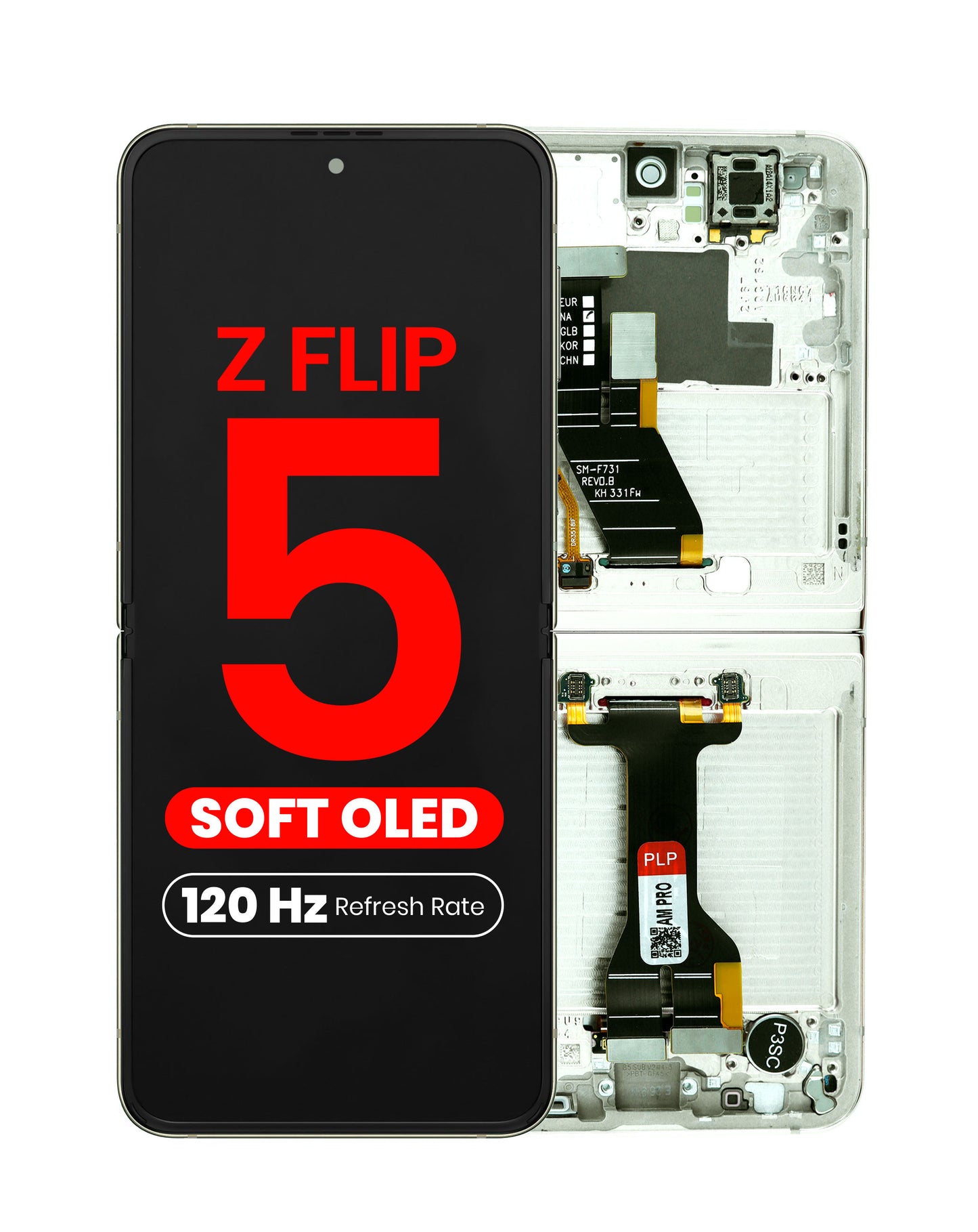 OLED Assembly with Frame for Galaxy Z Flip 5 F731 (CREAM) (US & International) (Aftermarket Pro OLED / 120HZ)