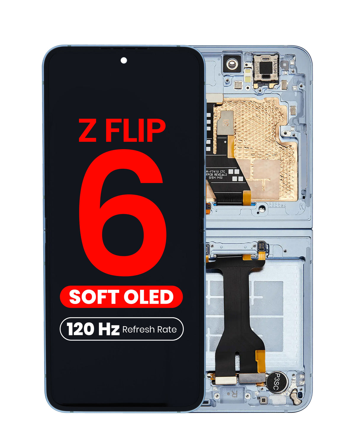 OLED Assembly with Frame for Galaxy Z Flip 6 F741 (BLUE) (US & International) (Aftermarket Pro OLED / 120HZ)