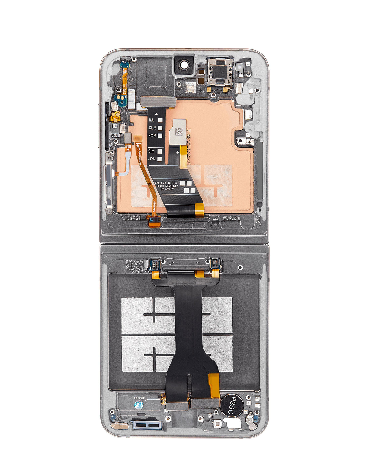 OLED Assembly with Frame for Galaxy Z Flip 6 F741 (SILVER SHADOW) (US & International) (Aftermarket Pro OLED / 120HZ)