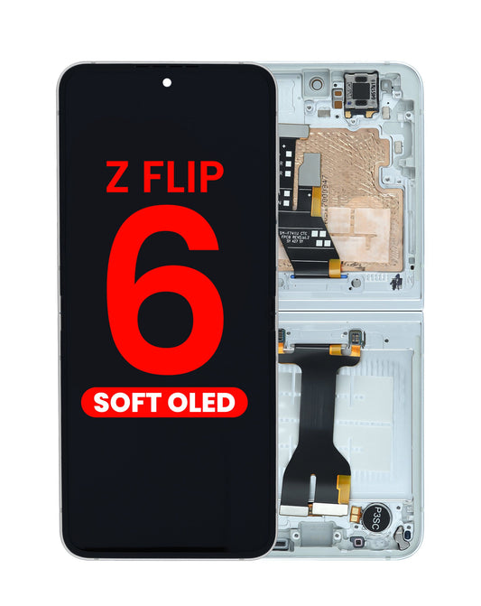 OLED Assembly with Frame for Galaxy Z Flip 6 F741 (WHITE) (US & International) (Aftermarket OLED)