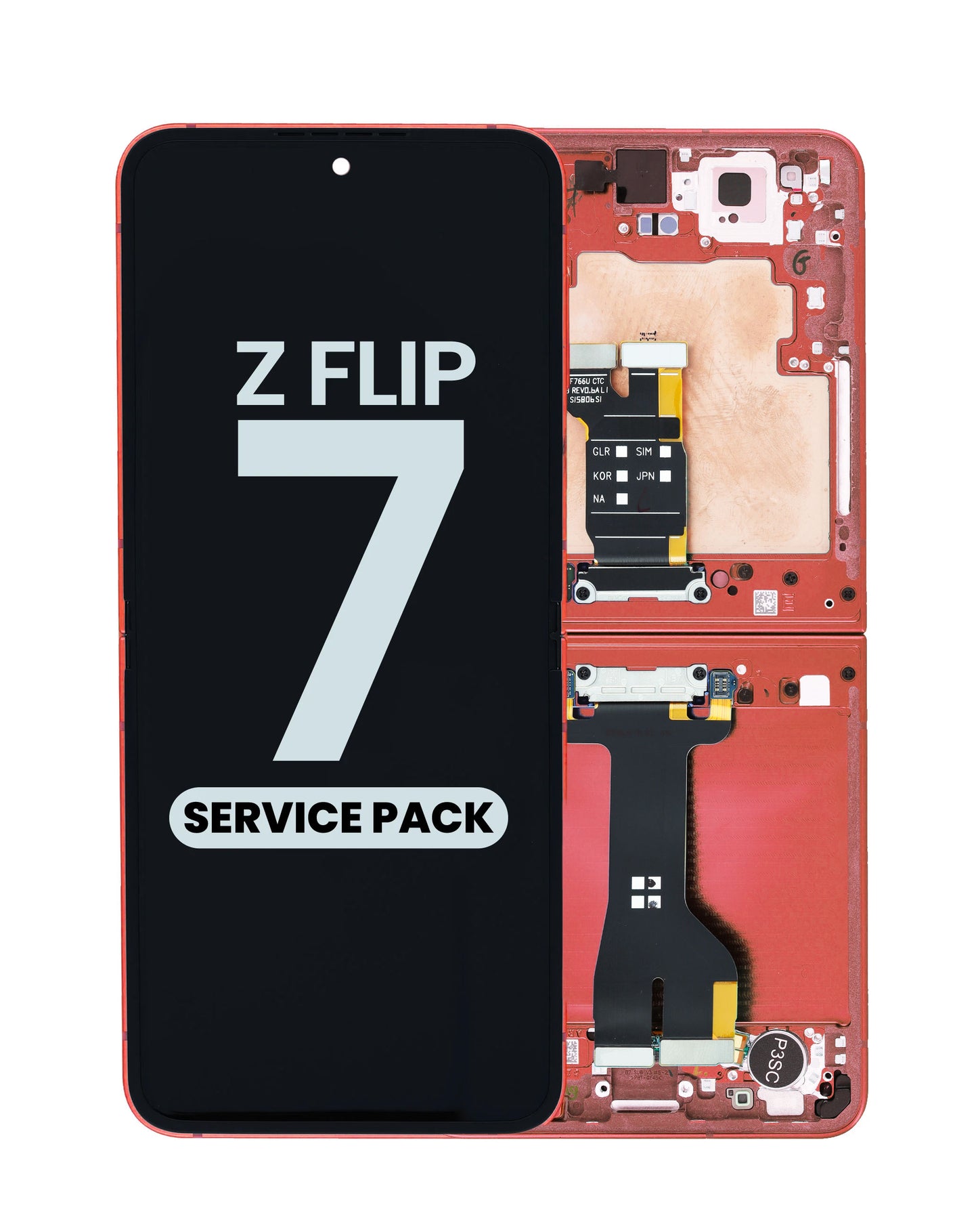 OLED Assembly with Frame for Galaxy Z Flip 7 F766 (RED) (Single Sim Version) (Service Pack)