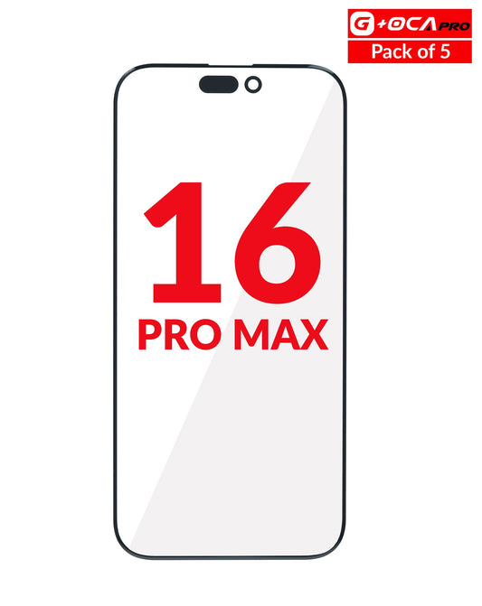Front Glass w/ OCA (Pack of 5) for iPhone 16 Pro Max (G+ Oca Pro)