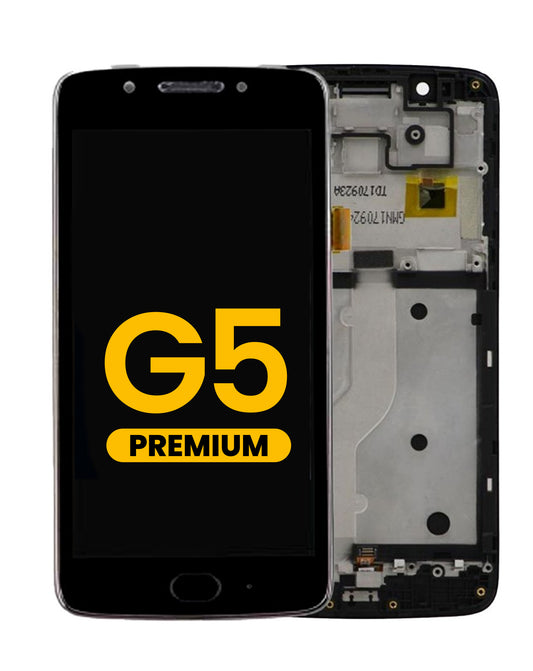 Motorola G5 (XT1670) Screen Assembly (With The Frame) (Refurbished) (Black)