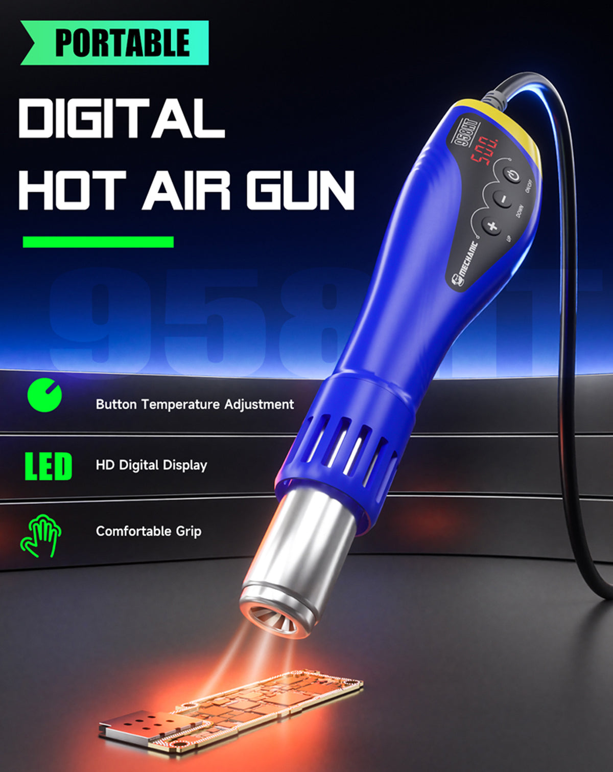 MECHANIC 958HT Portable Digital Heat Gun (Only Ground Shipping)