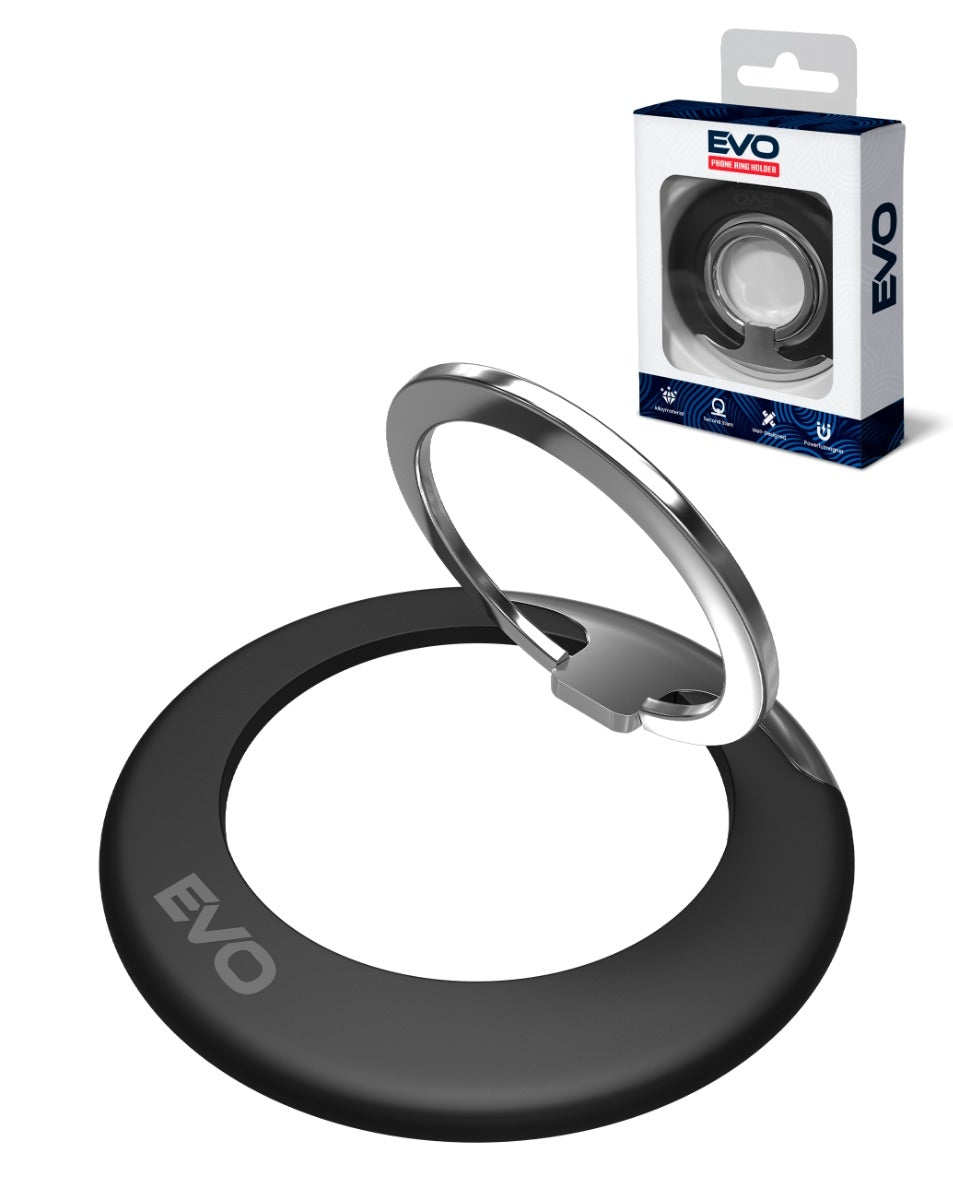 EVO PO1 Magnetic Phone Ring Compatible with Wireless Charging - BLACK