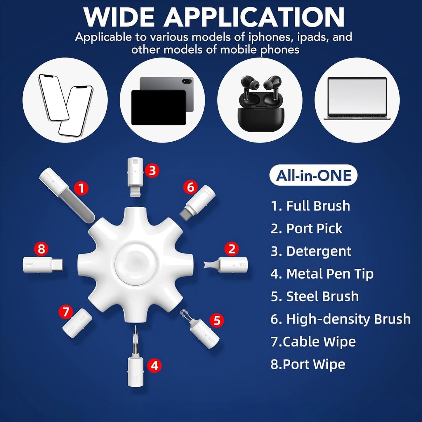 8 in 1 Multifunction Cleaning Kit for iPhone / Android / iPad / AirPod