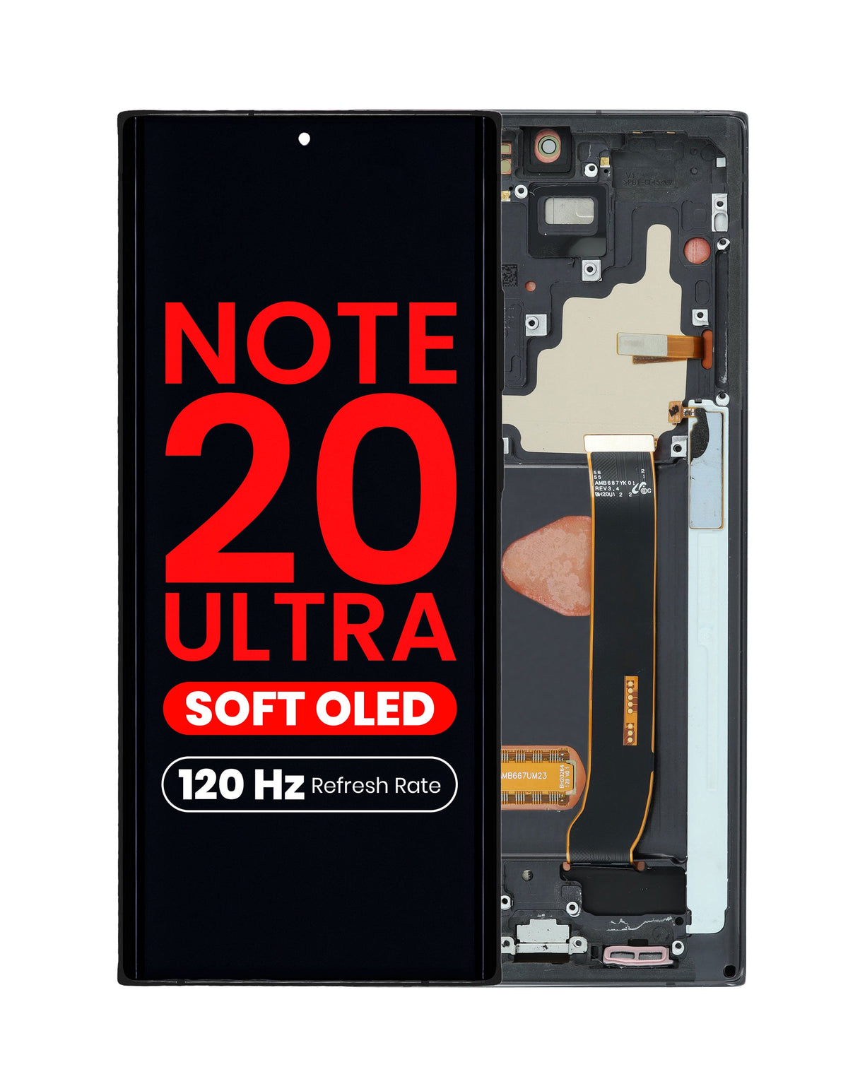 OLED Assembly with Frame for Galaxy Note 20 Ultra (N985 / N986) (Mystic Black) (Aftermarket Pro Soft / 120Hz)