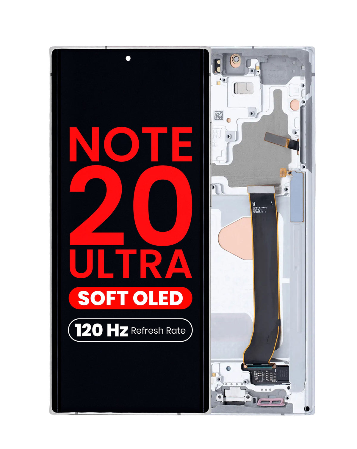 OLED Assembly with Frame for Galaxy Note 20 Ultra (N985 / N986) (Mystic White) (Aftermarket Pro Soft / 120Hz)