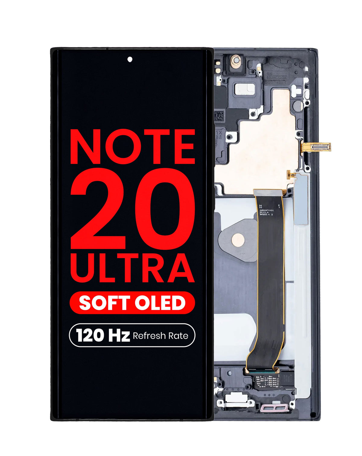 OLED Assembly with Frame for Galaxy Note 20 Ultra (N985 / N986) (Mystic Black) (Aftermarket Plus Soft / 120Hz)