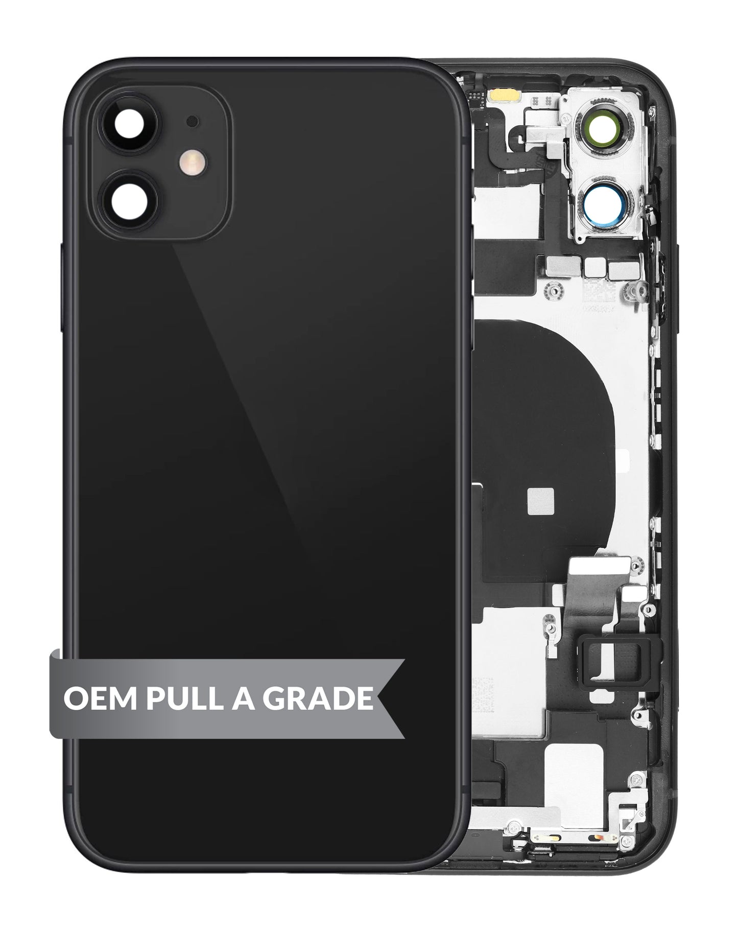 Back Housing Frame with Charging Port Flex & Small Parts for iPhone 11 (BLACK) (OEM Pull A Grade)