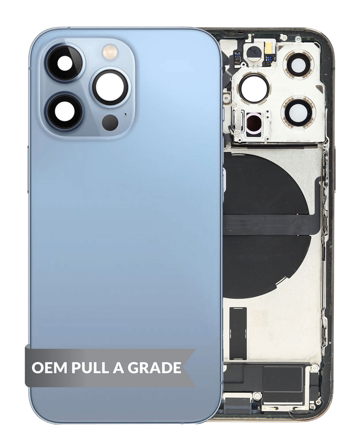 Back Housing Frame with Charging Port Flex & Small Parts for iPhone 13 Pro (SIERRA BLUE) (US Version) (OEM Pull A Grade)