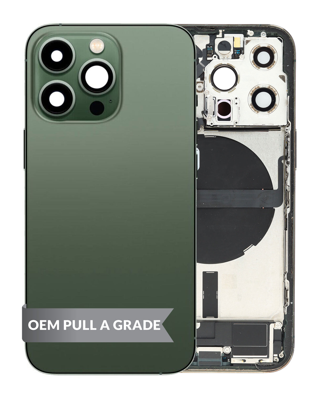 Back Housing Frame with Charging Port Flex & Small Parts for iPhone 13 Pro (ALPINE GREEN) (US Version) (OEM Pull A Grade)