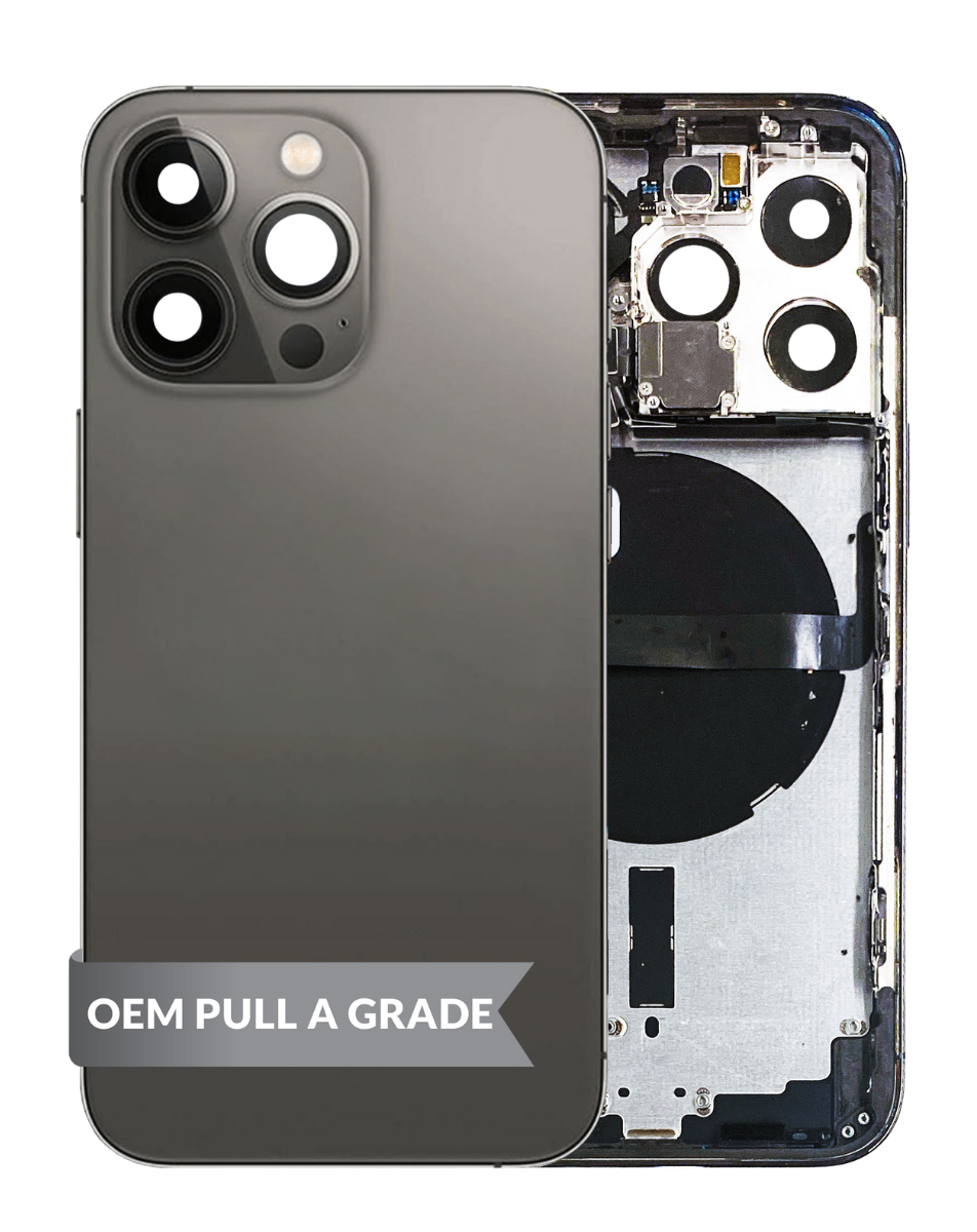 Housing Frame (SPACE BLACK) (International) (OEM Pull A Grade) Small Parts Pre-Installed for iPhone 13 Pro