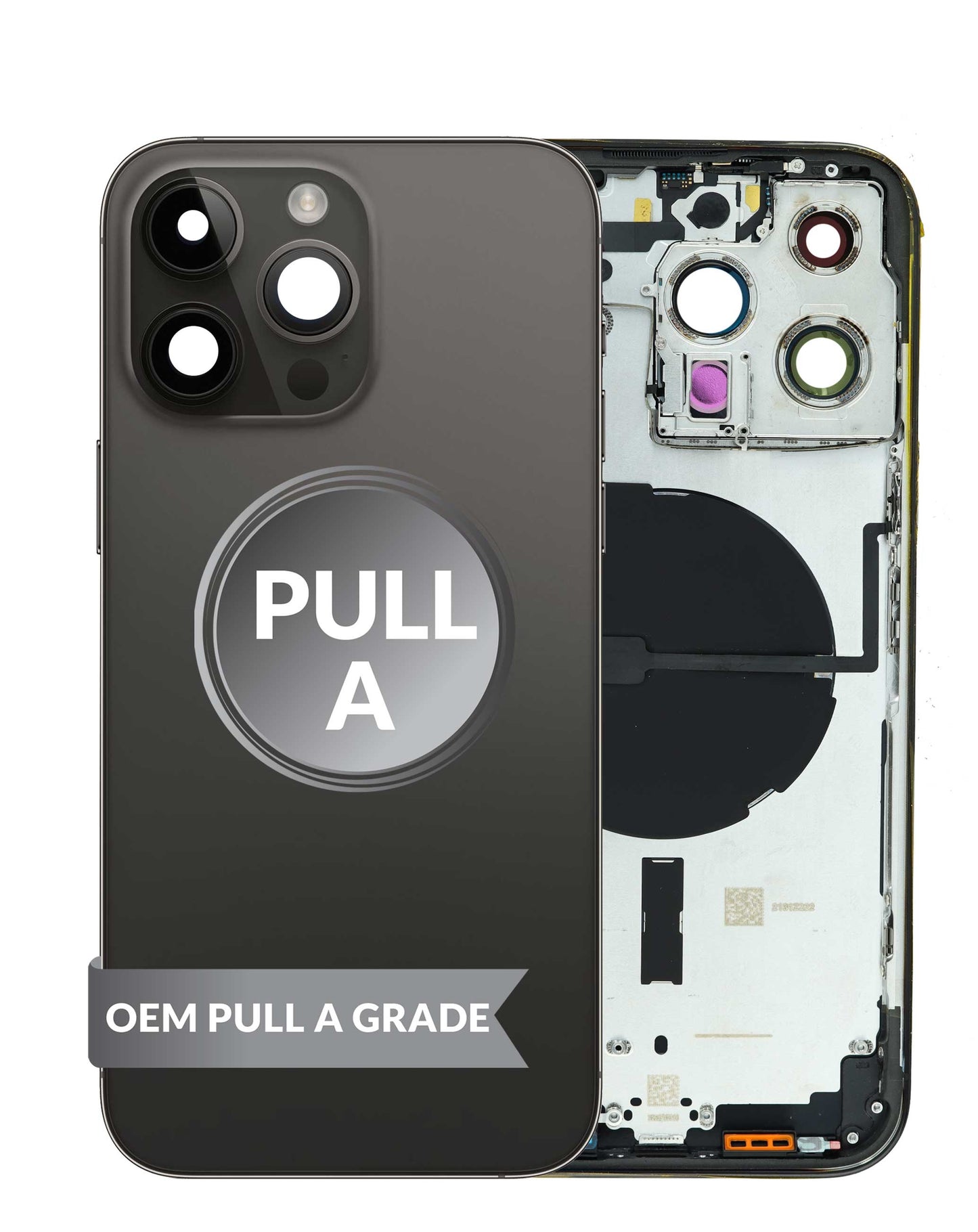 Housing Frame (SPACE BLACK) (International) (OEM Pull A Grade) Small Parts Pre-Installed for iPhone 14 Pro Max