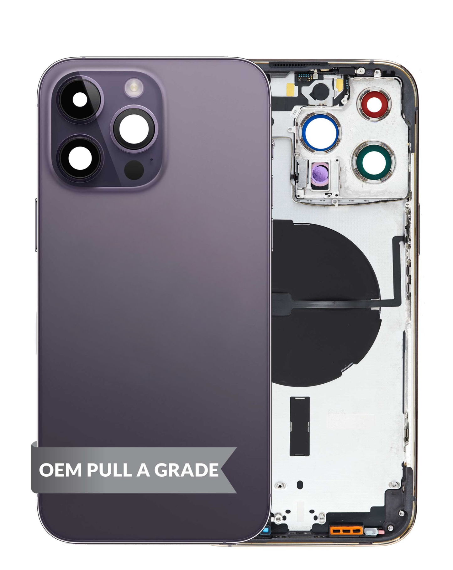 Back Housing Frame (DEEP PURPLE) (International Version) (OEM Pull A Grade) with Small Components Pre-Installed for iPhone 14 Pro Max