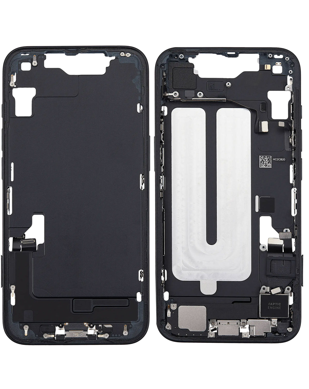 Middle Frame with Small Parts for iPhone 16e (BLACK) (International Version) (OEM Pull A Grade)